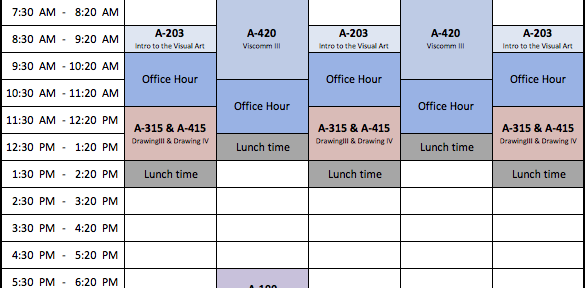 Teaching Schedule - Spring 2014