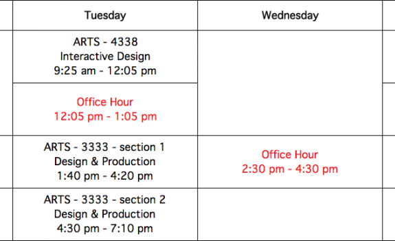 Teaching Schedule of PXSTUDIO Classes | Spring 2018 & Summer 2018 / UTRGV School of Art