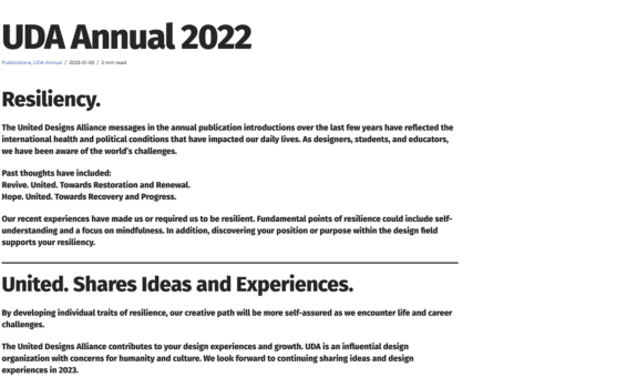 Published Work in the UDA Annual 2022 | December 25, 2022