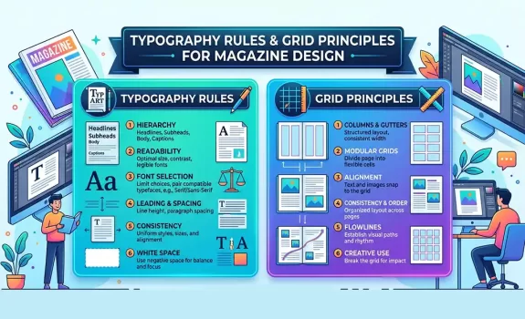 ARTS-3333 Demos: Typography Rules and Grid Principle for Magazine Design  | Class Meeting-13, 3/4, 2025 (Week-7)